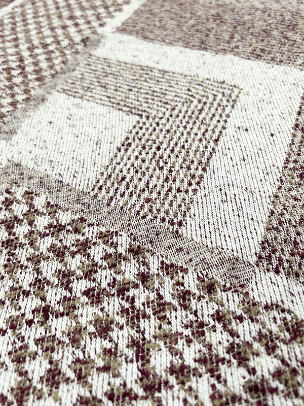 Série de mantas de tecidos têxteis domésticos de chenille quadrados entrelaçados em marrom e branco